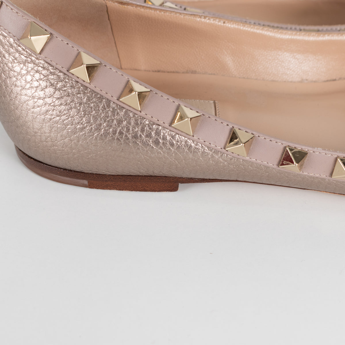 Valentino Garavani Gold Pointed Toe Flat Shoe