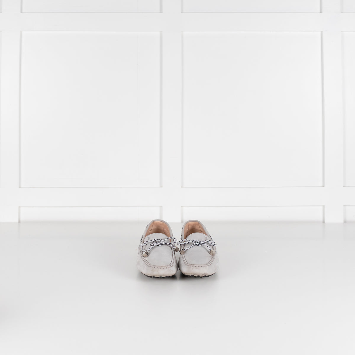 Tod's Grey Driving Loafer with Woven Tie