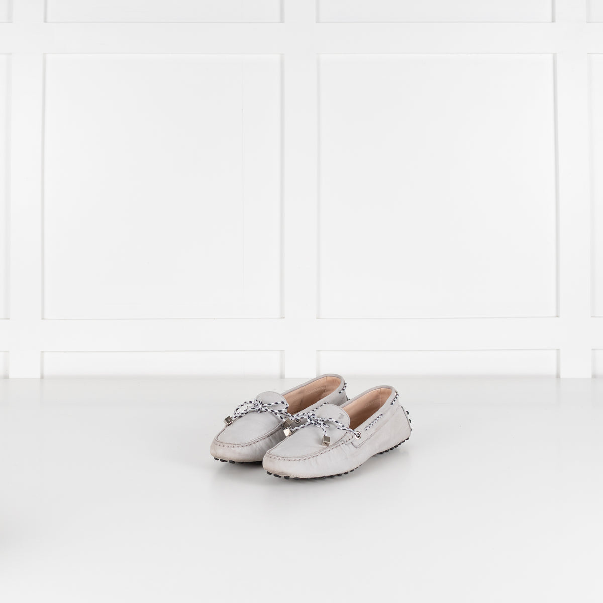 Tod's Grey Driving Loafer with Woven Tie