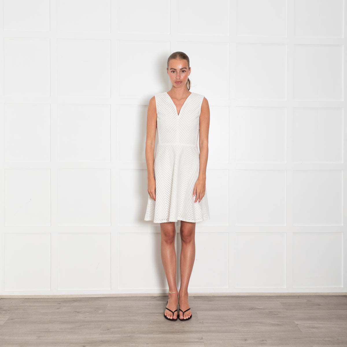 Tory Burch White Chevron Cutwork Fit & Flare Dress – Phoenix Style