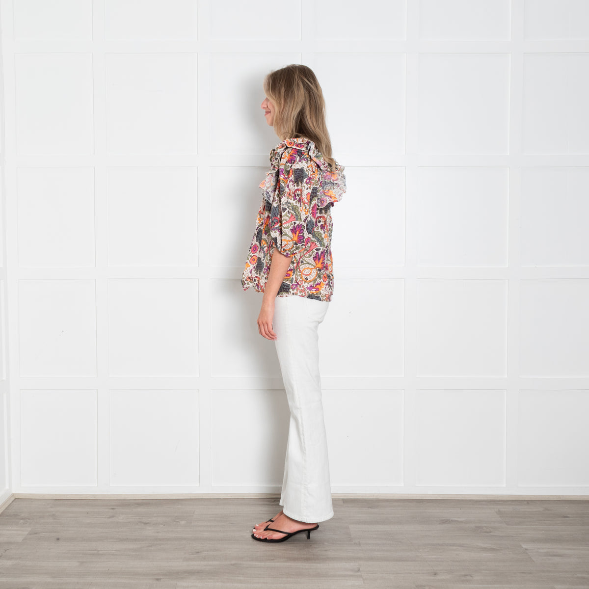 Rhode Floral Ruffle Top With Puff Sleeve