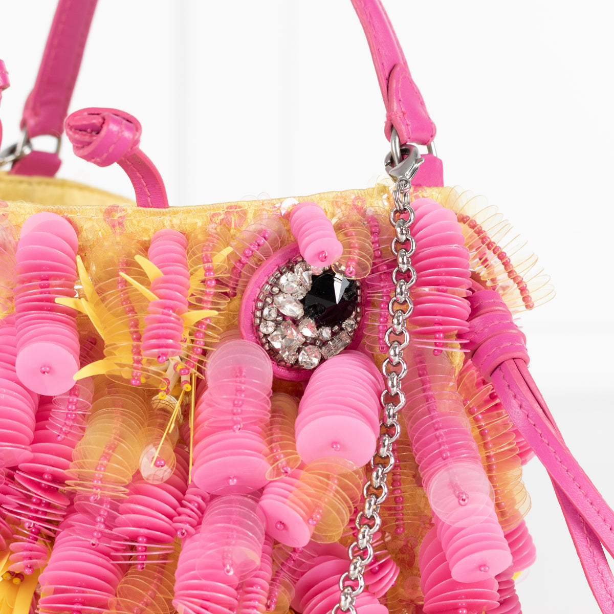 Anya Hindmarch Embellished Fish In Lime Satin Bag