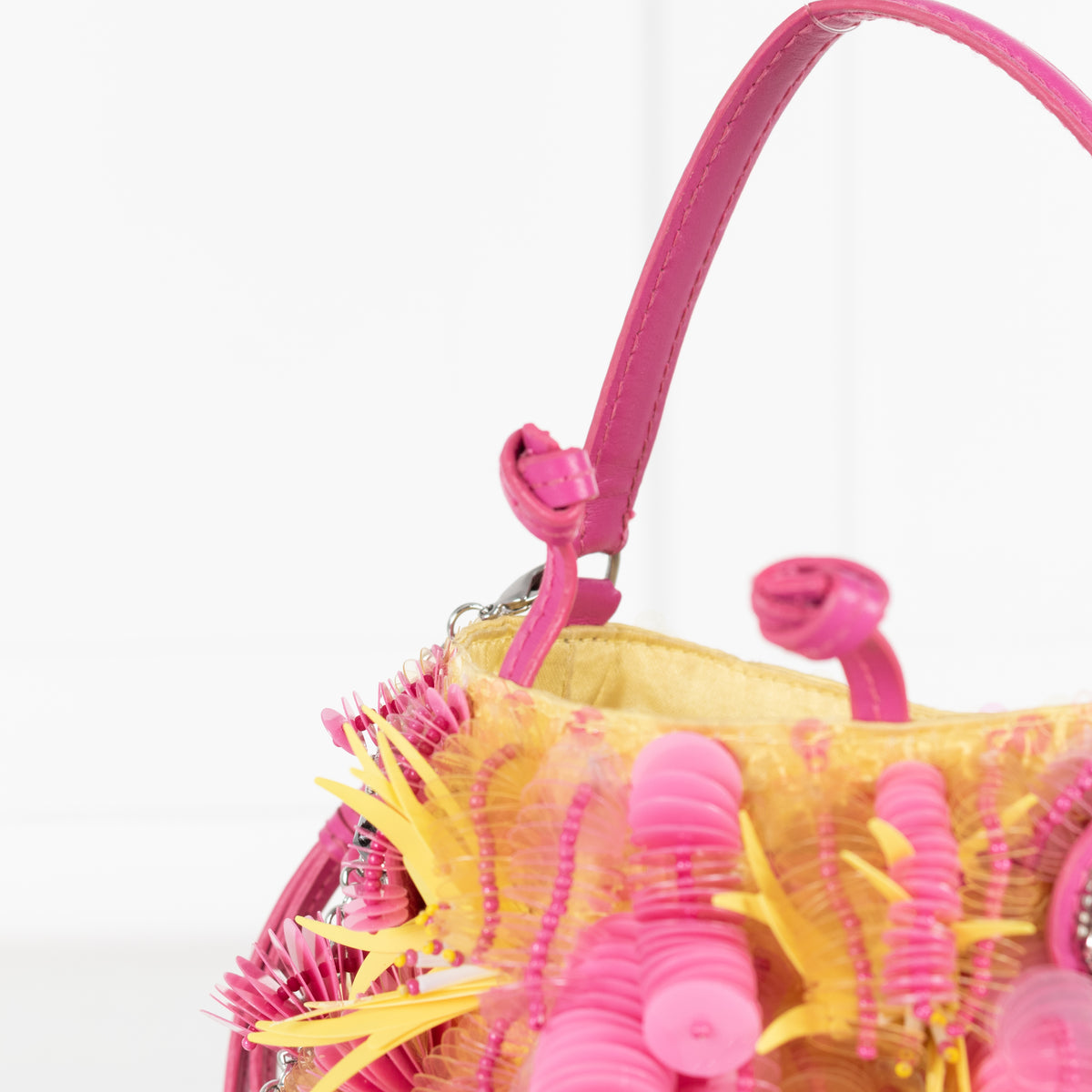 Anya Hindmarch Embellished Fish In Lime Satin Bag