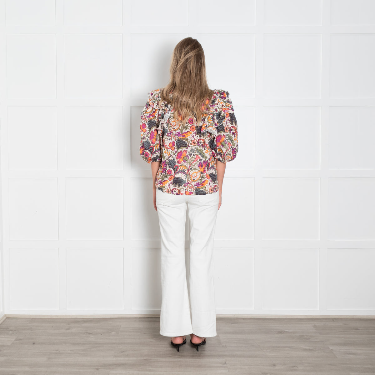 Rhode Floral Ruffle Top With Puff Sleeve