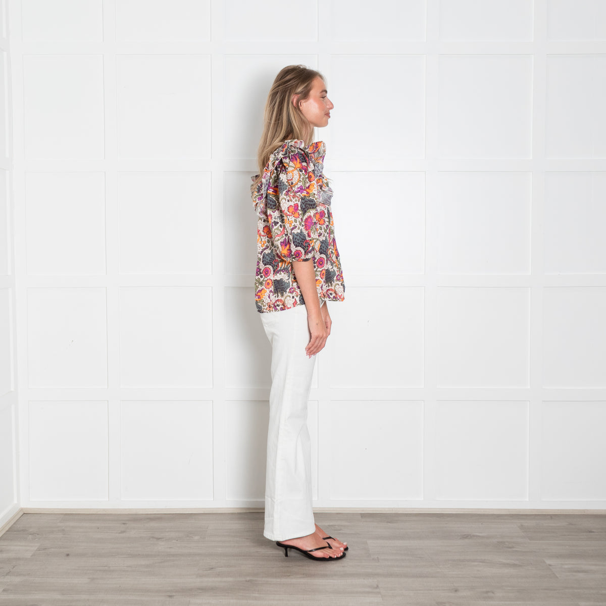 Rhode Floral Ruffle Top With Puff Sleeve