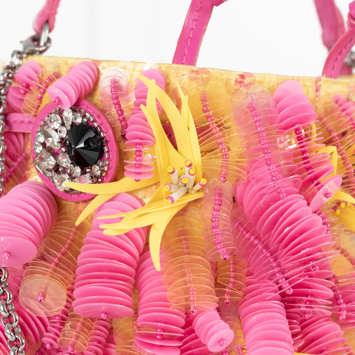 Anya Hindmarch Embellished Fish In Lime Satin Bag