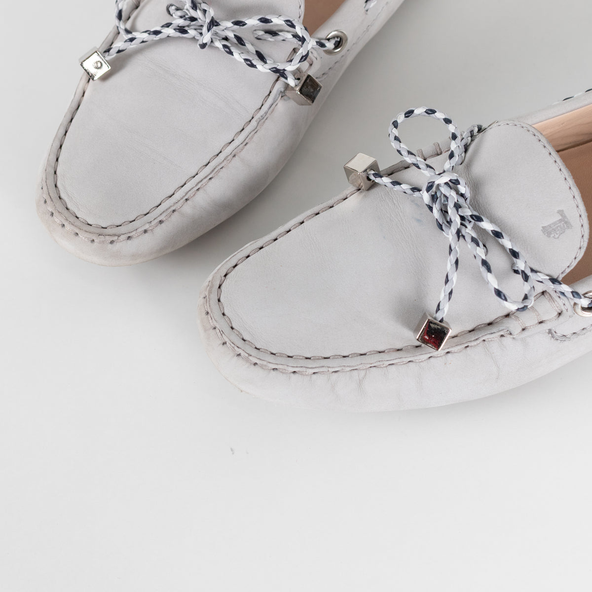 Tod's Grey Driving Loafer with Woven Tie