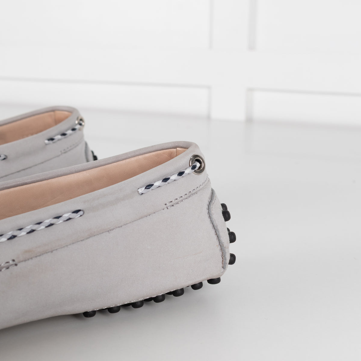 Tod's Grey Driving Loafer with Woven Tie