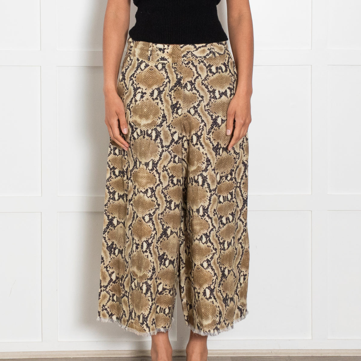Adolfo Dominguez Snake Pattern Linen Cullottes