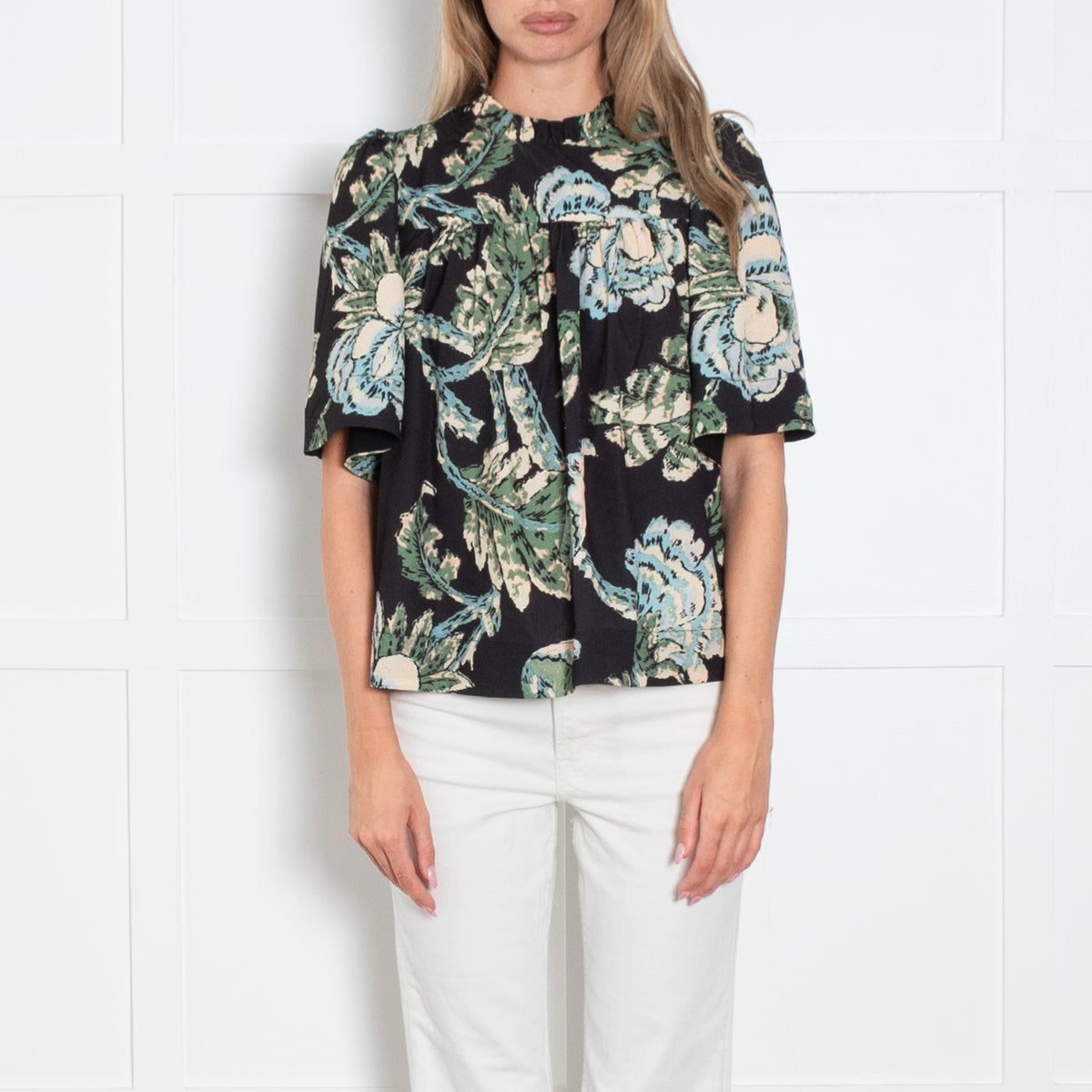Rhode Black Green Floral Top