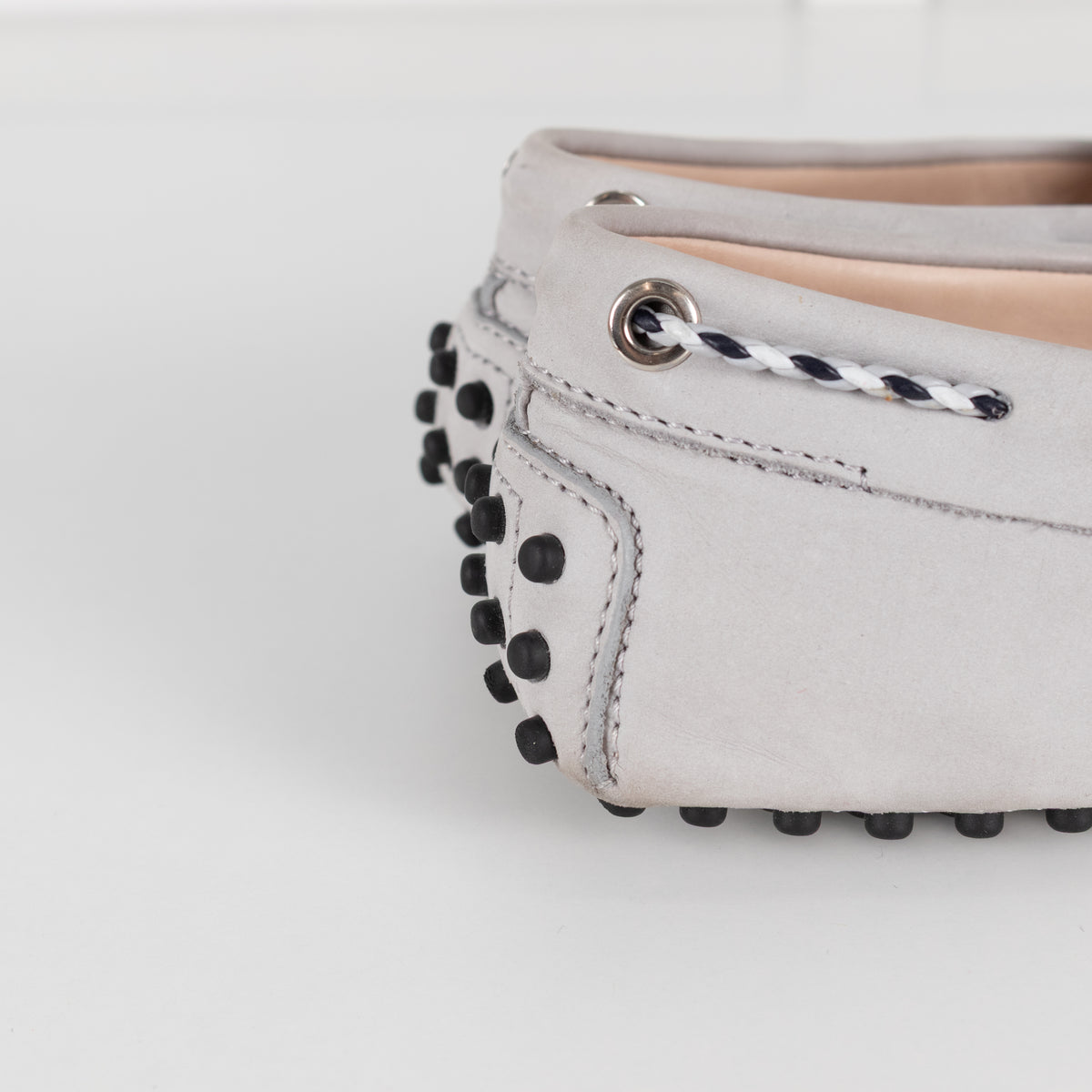 Tod's Grey Driving Loafer with Woven Tie