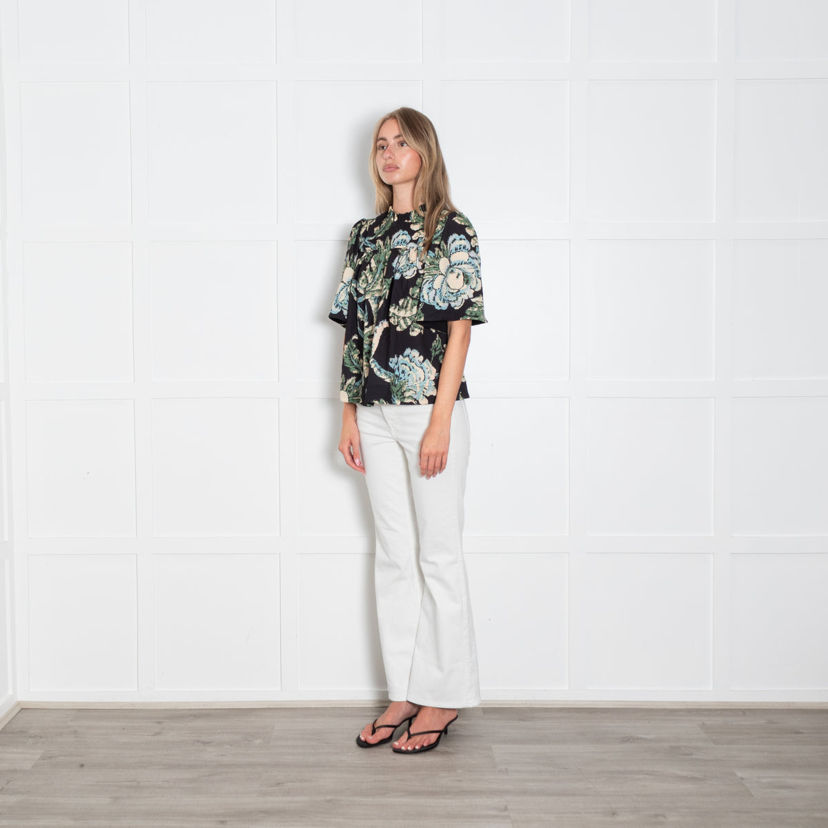 Rhode Black Green Floral Top