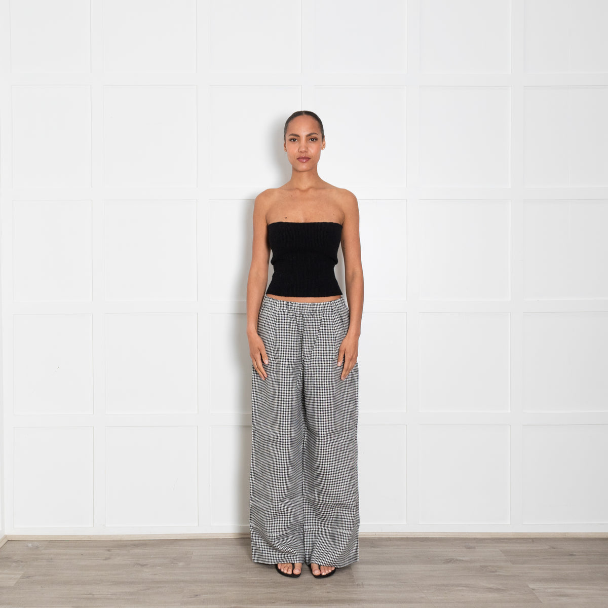 Reformation Black & White Checked Trousers