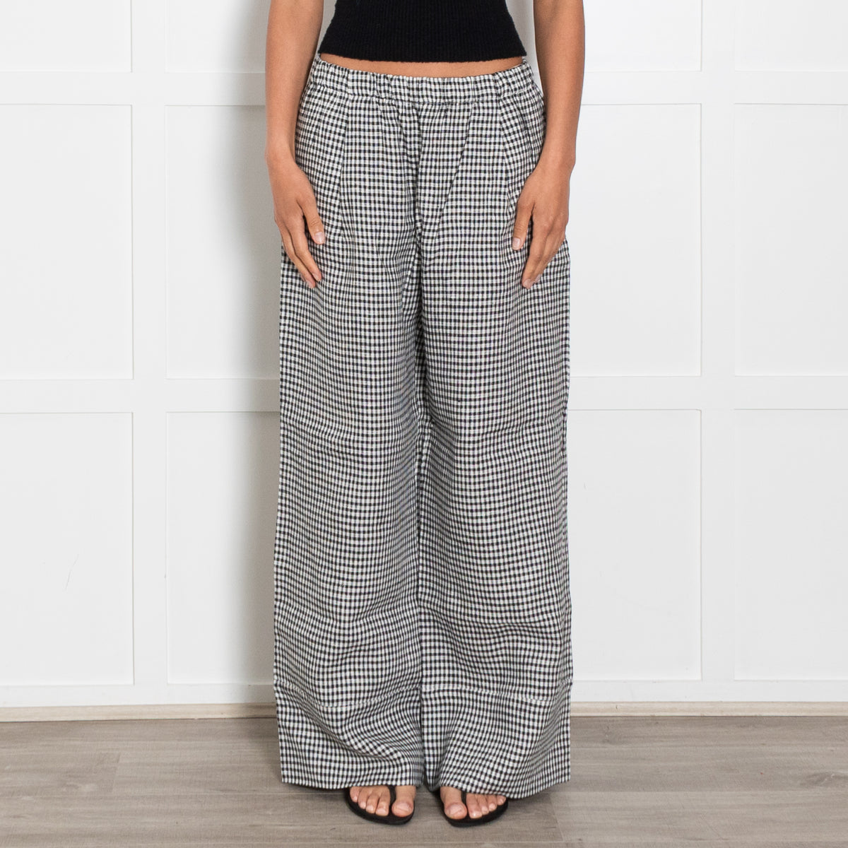 Reformation Black & White Checked Trousers