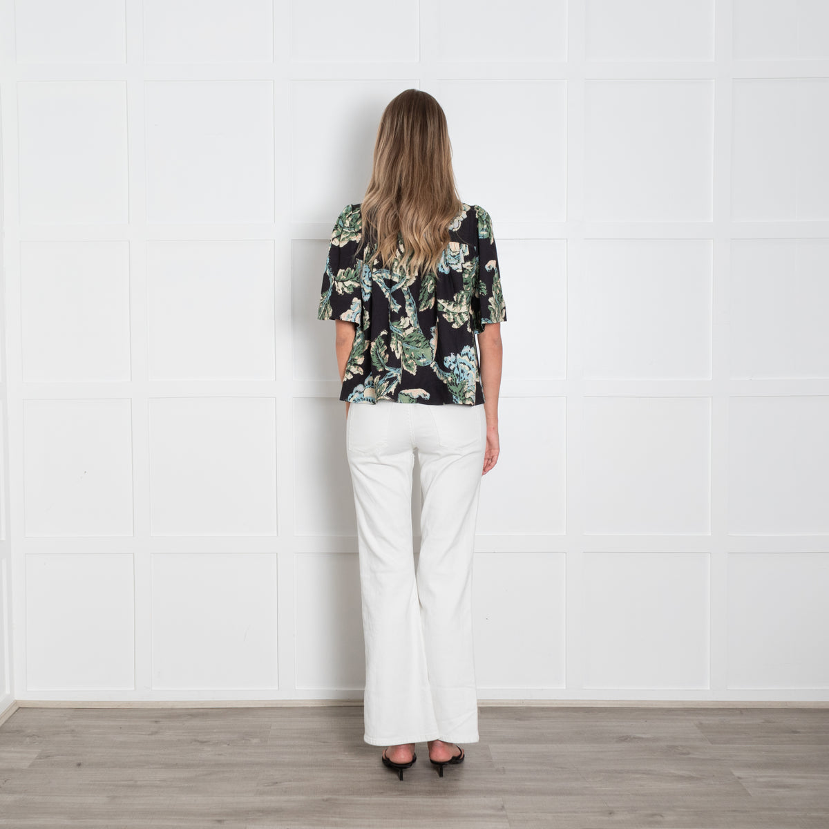 Rhode Black Green Floral Top