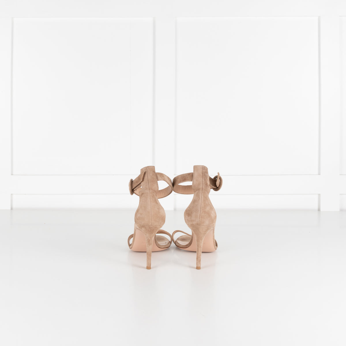 Gianvito Rossi Beige Suede Portofino Ankle Strap Sandals