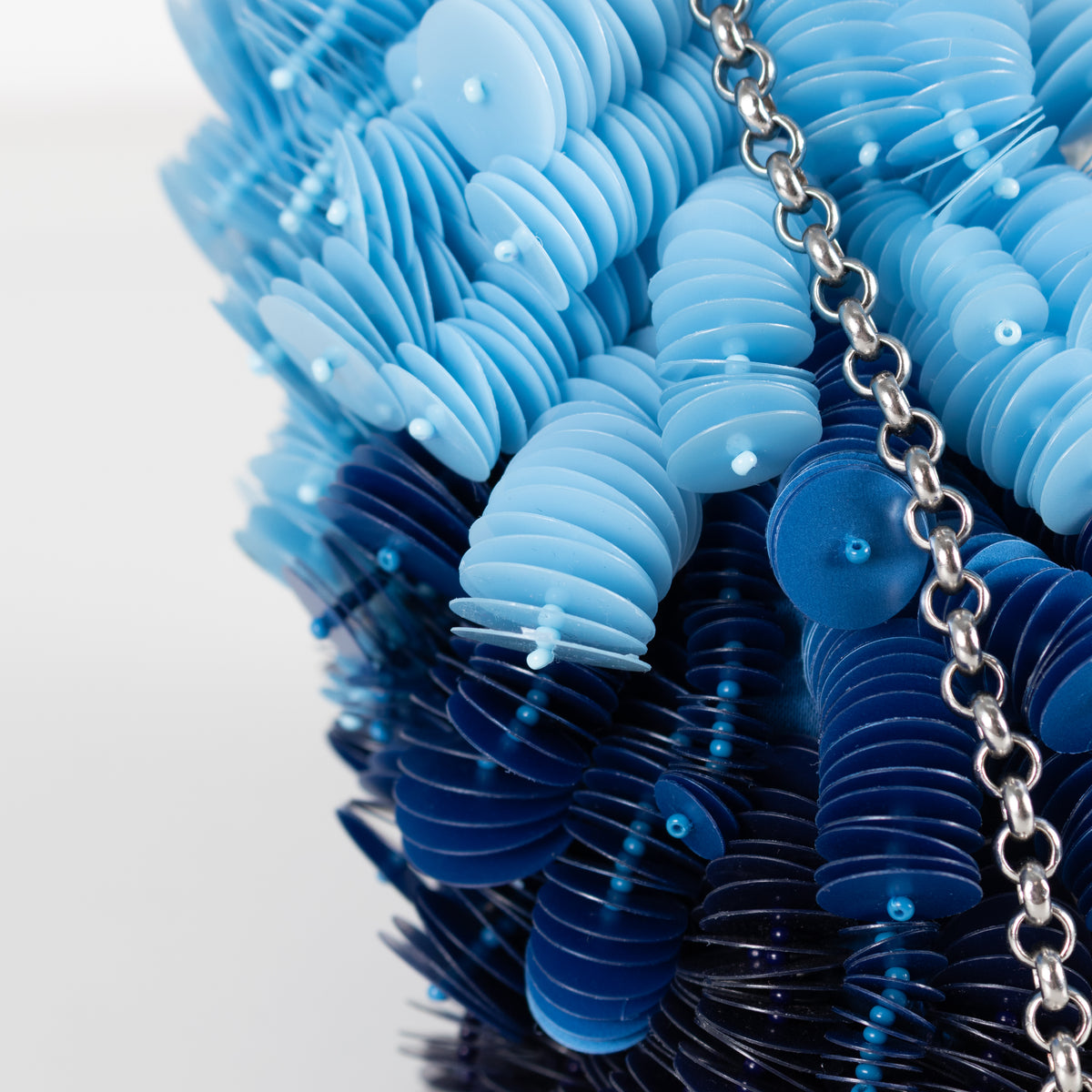 Anya Hindmarch Blue Blowfish embellished leather-trimmed satin shoulder bag