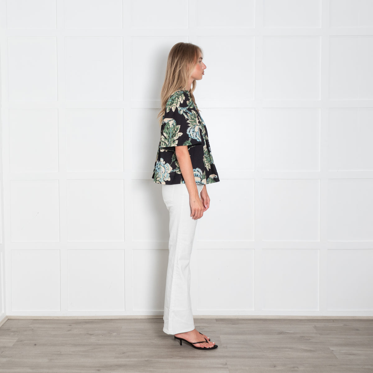 Rhode Black Green Floral Top