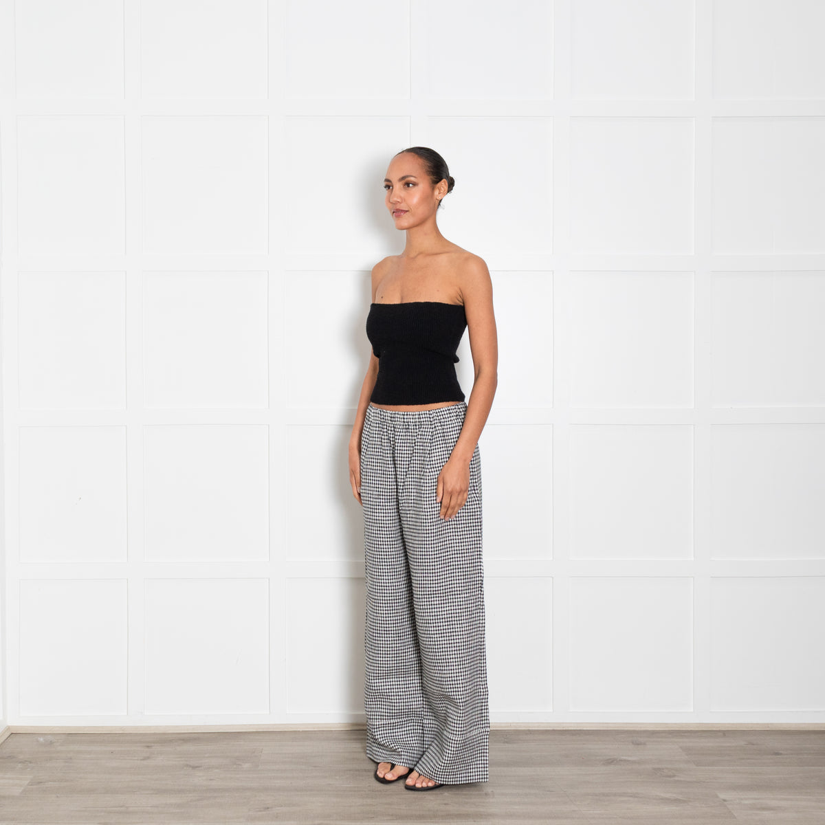 Reformation Black & White Checked Trousers