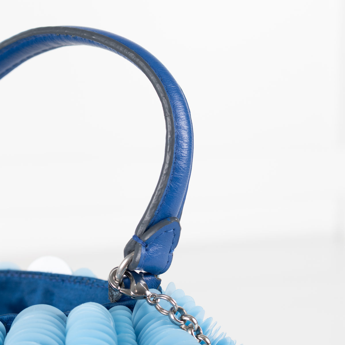 Anya Hindmarch Blue Blowfish embellished leather-trimmed satin shoulder bag