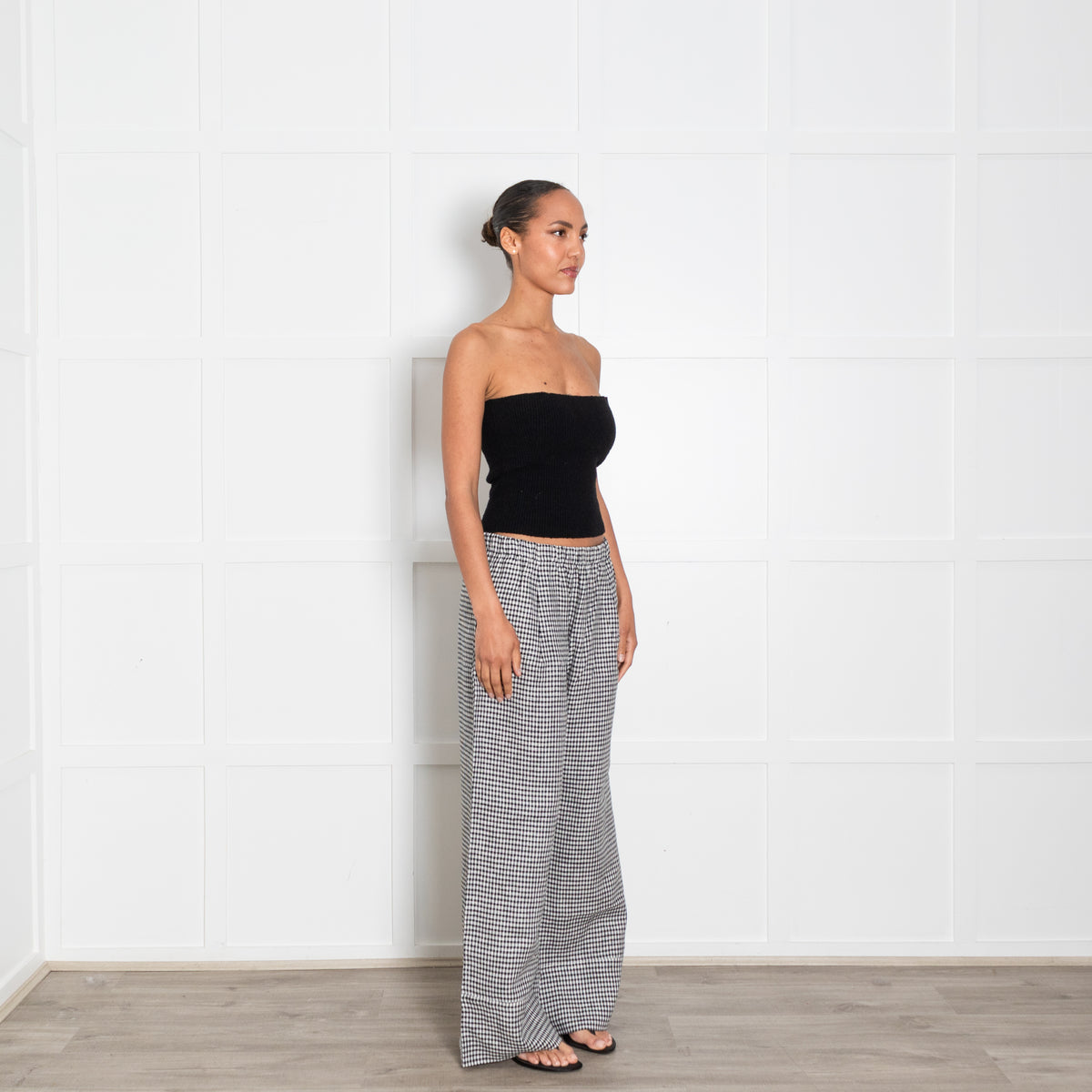 Reformation Black & White Checked Trousers
