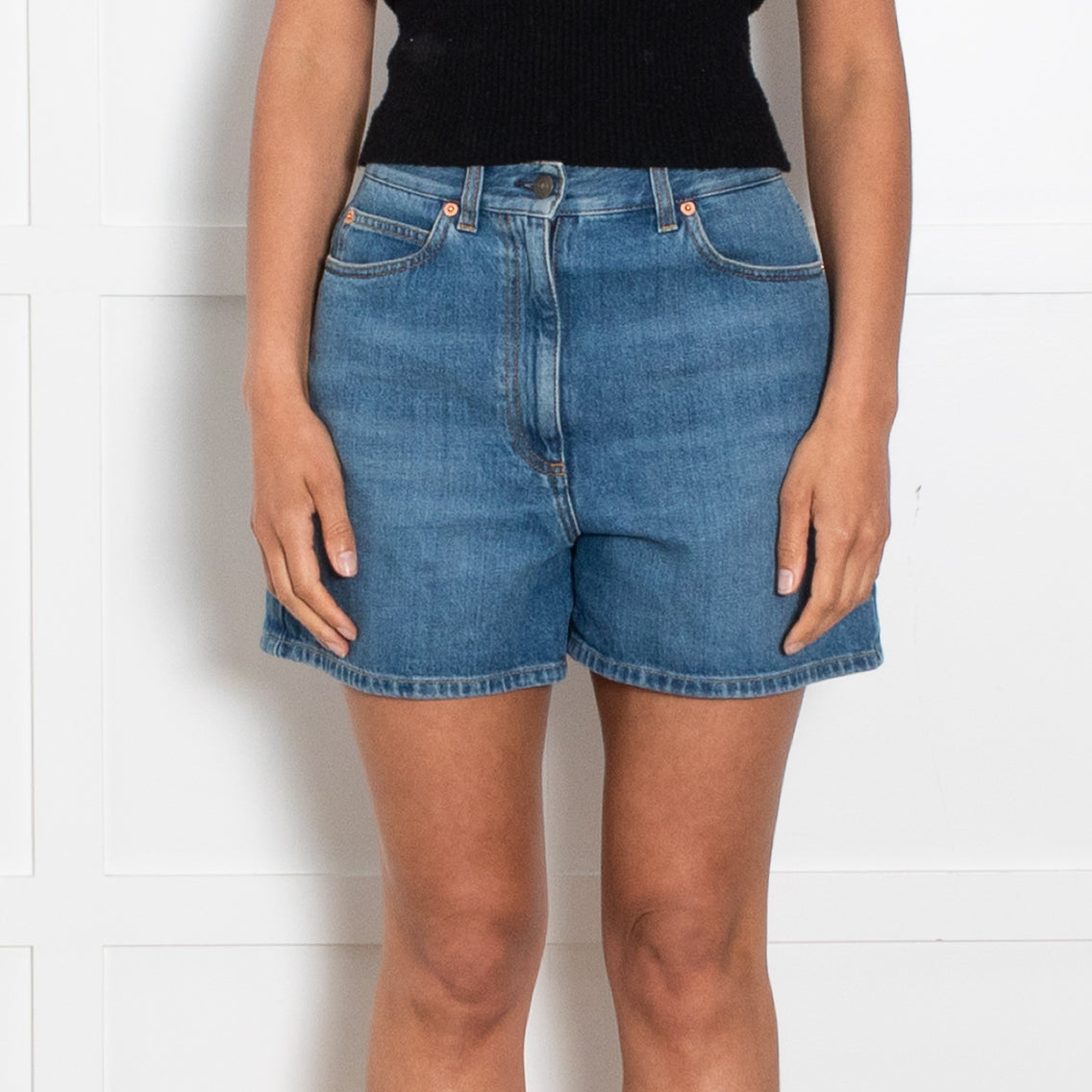 Gucci Blue Denim Horsebit Pocket Shorts