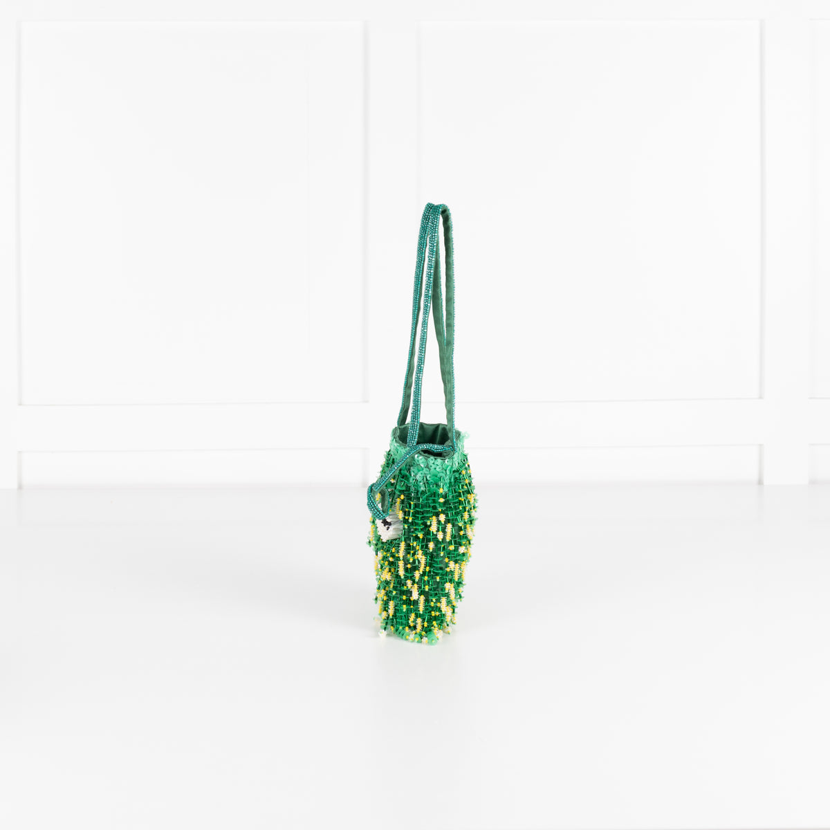 Anya Hindmarch Green Beaded Eyes Embellished Mini Bucket Bag