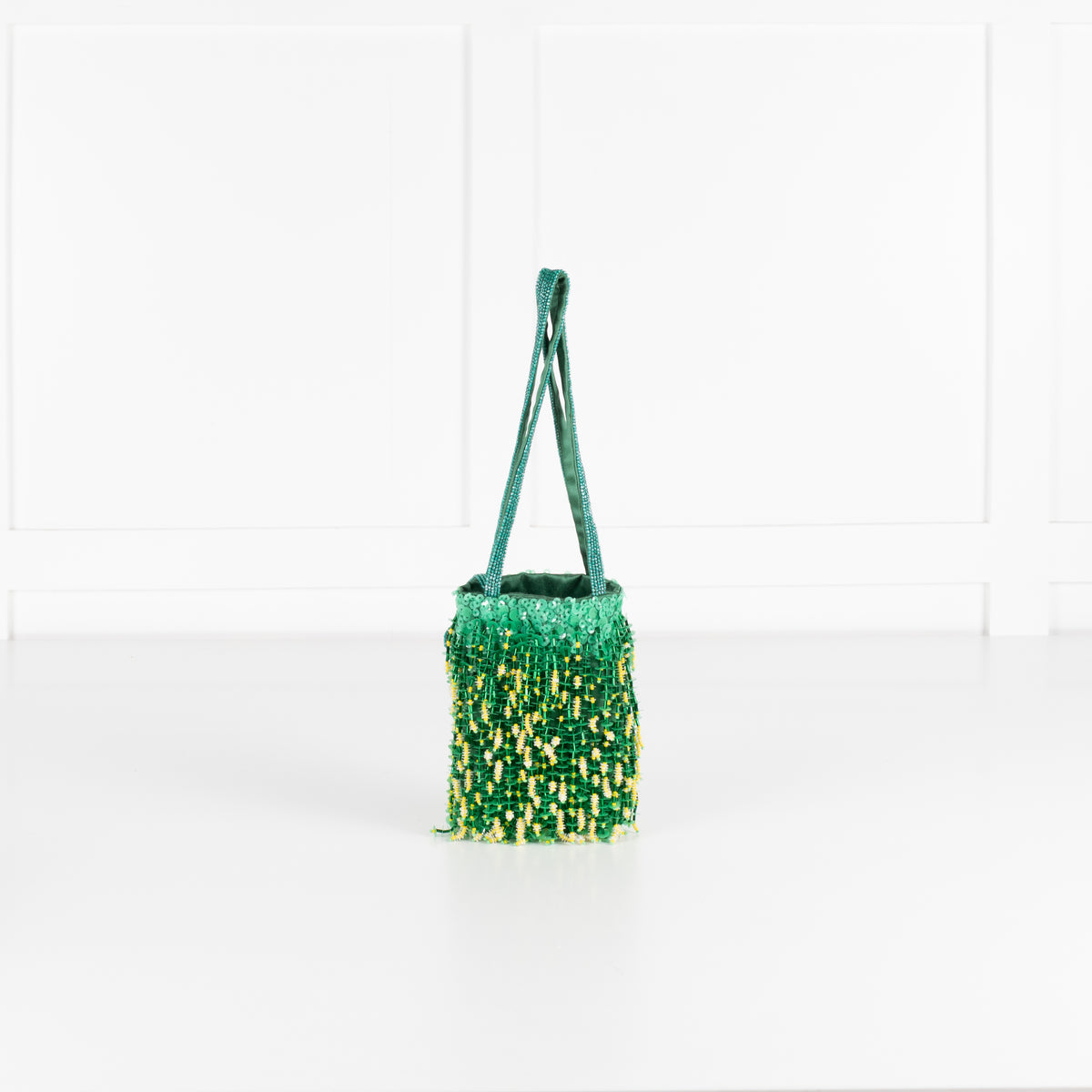 Anya Hindmarch Green Beaded Eyes Embellished Mini Bucket Bag