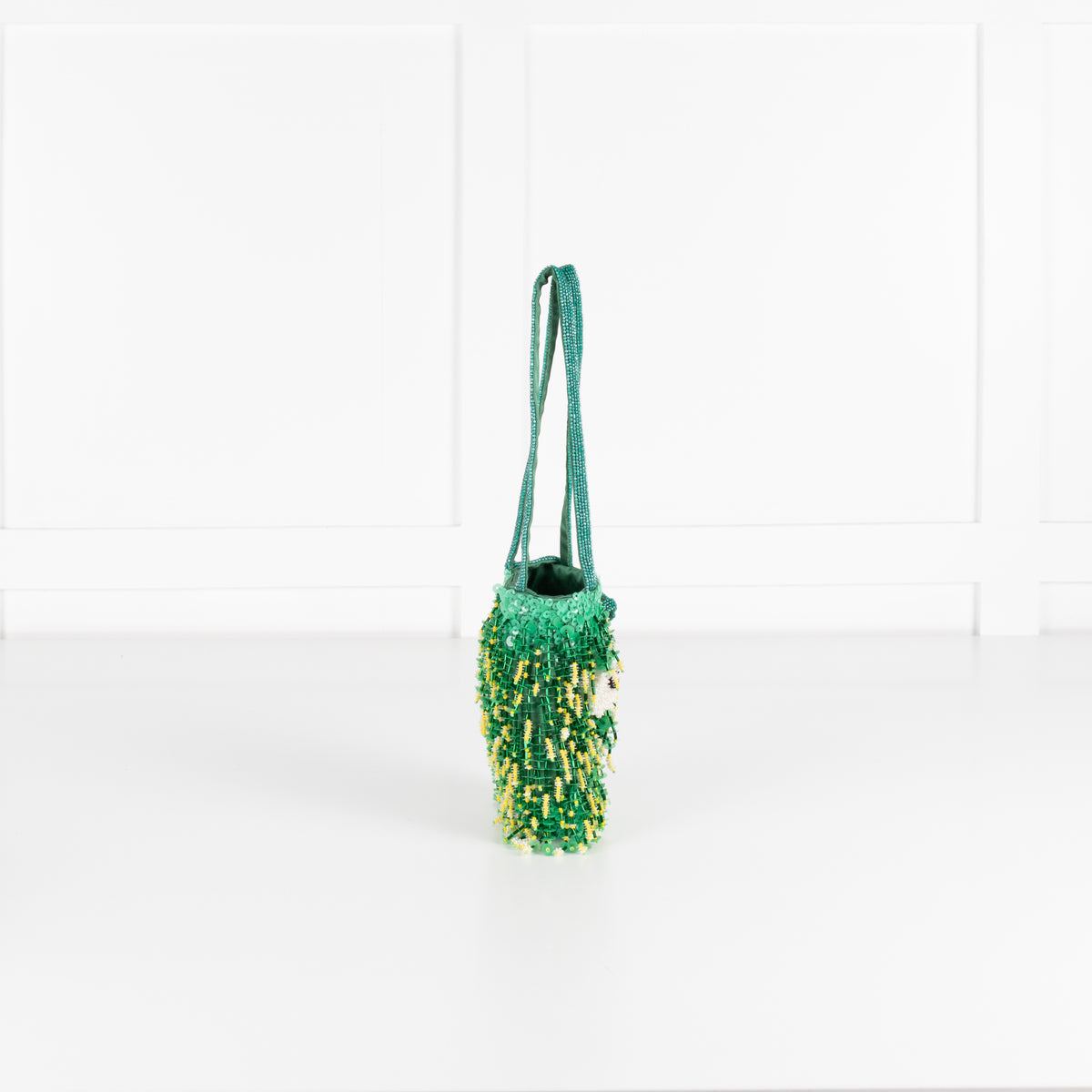 Anya Hindmarch Green Beaded Eyes Embellished Mini Bucket Bag