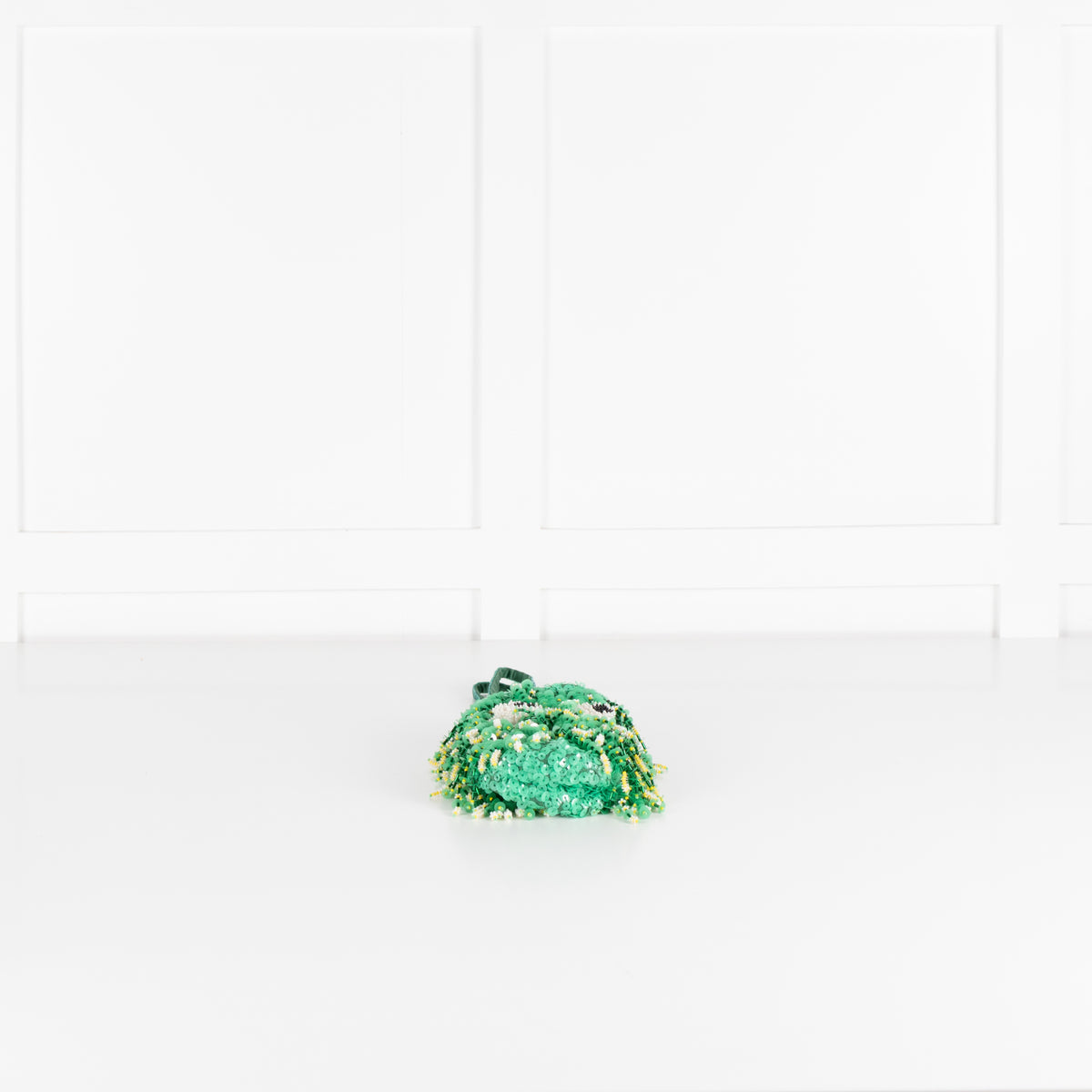 Anya Hindmarch Green Beaded Eyes Embellished Mini Bucket Bag