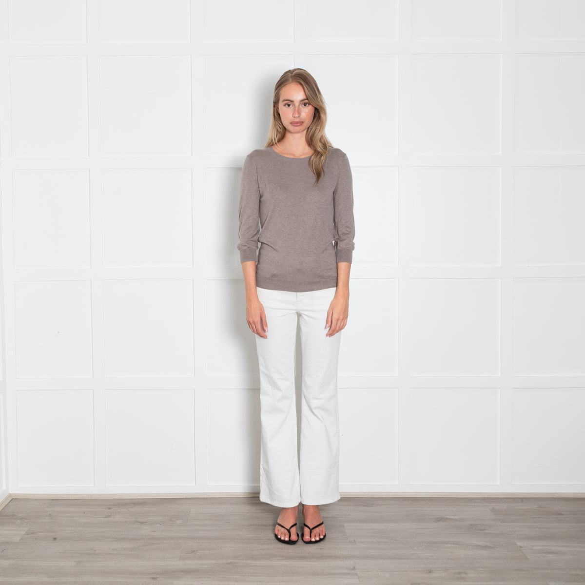 Strenesse Taupe Fine Knit 3/4 Length Jumper