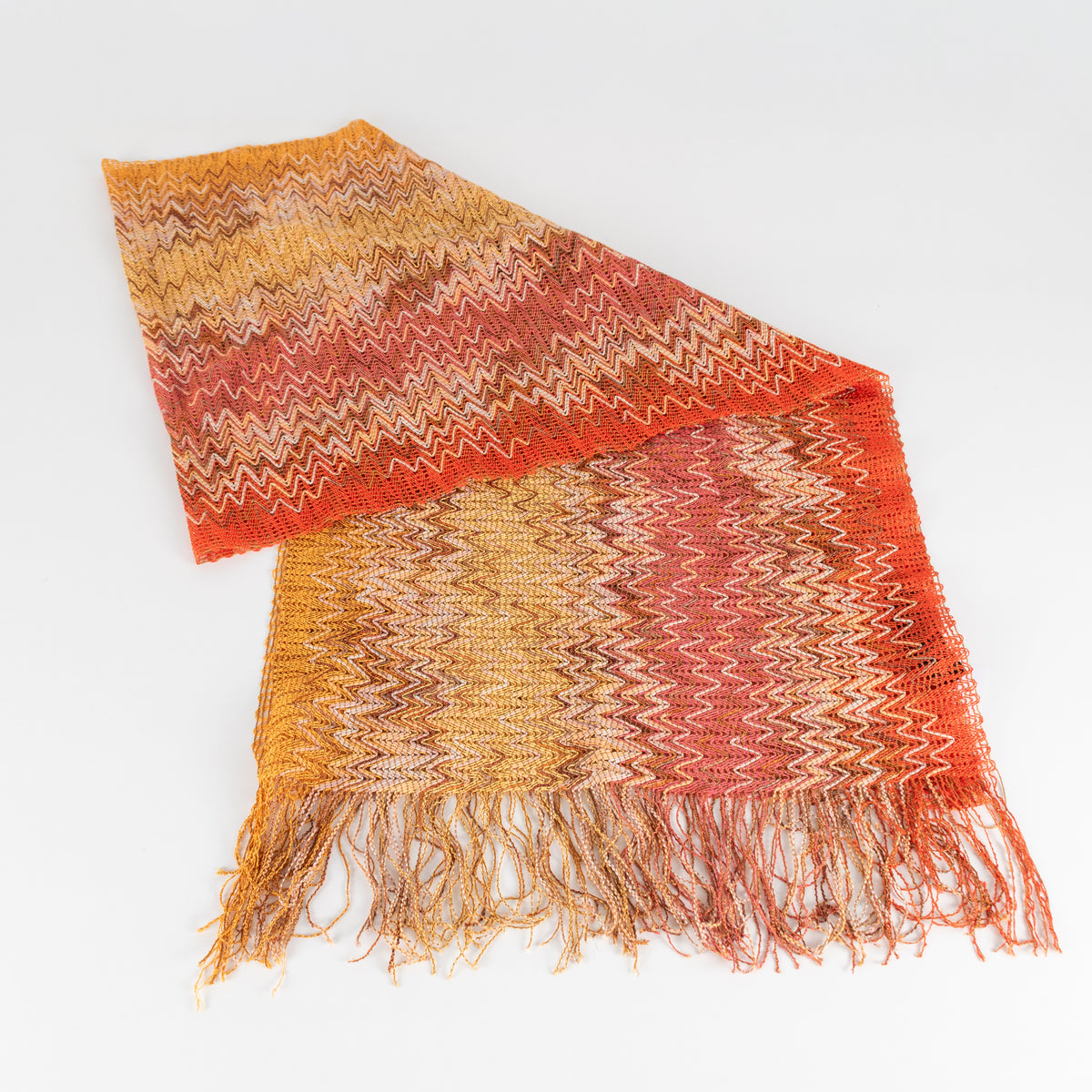 Missoni Orange Cream Chevron Cotton Blend Summer Scarf