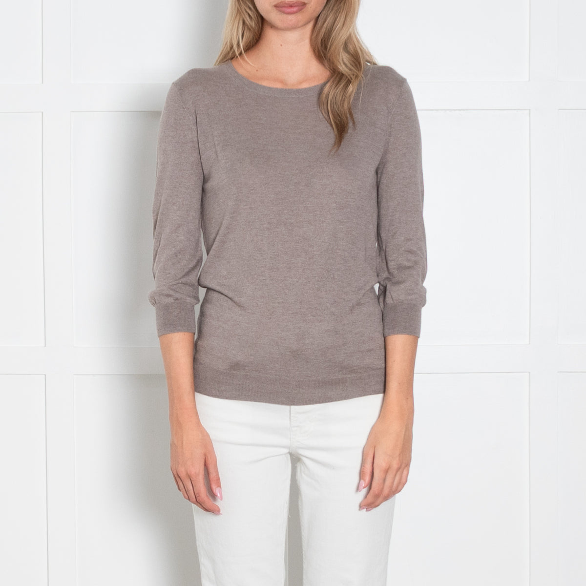 Strenesse Taupe Fine Knit 3/4 Length Jumper