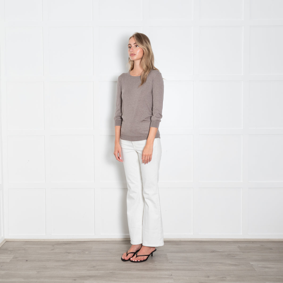 Strenesse Taupe Fine Knit 3/4 Length Jumper