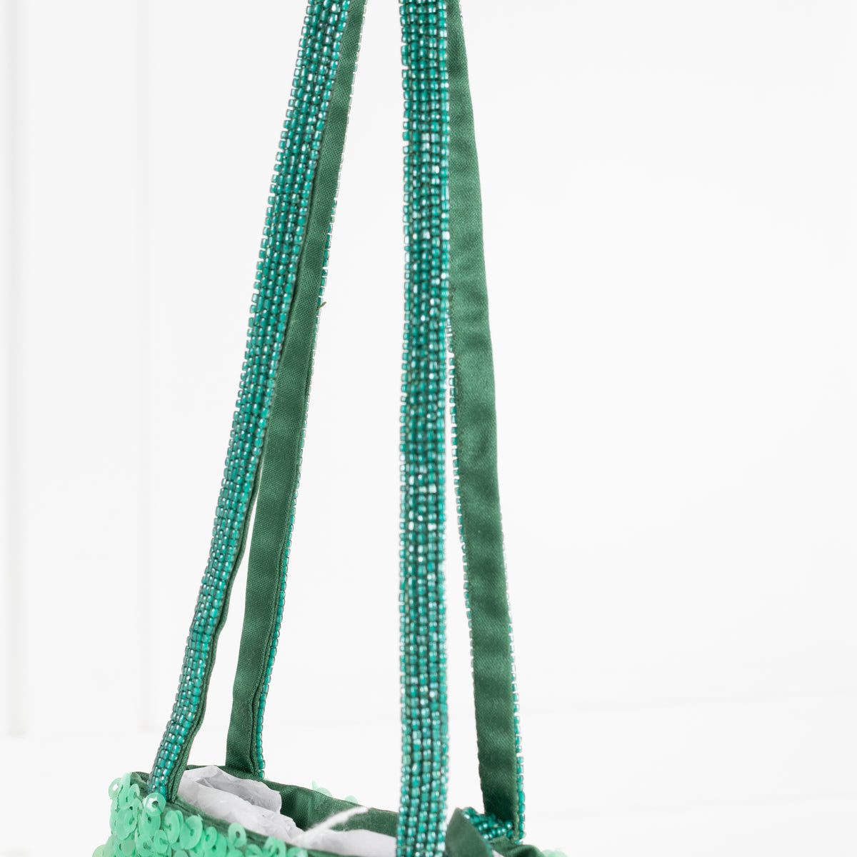 Anya Hindmarch Green Beaded Eyes Embellished Mini Bucket Bag