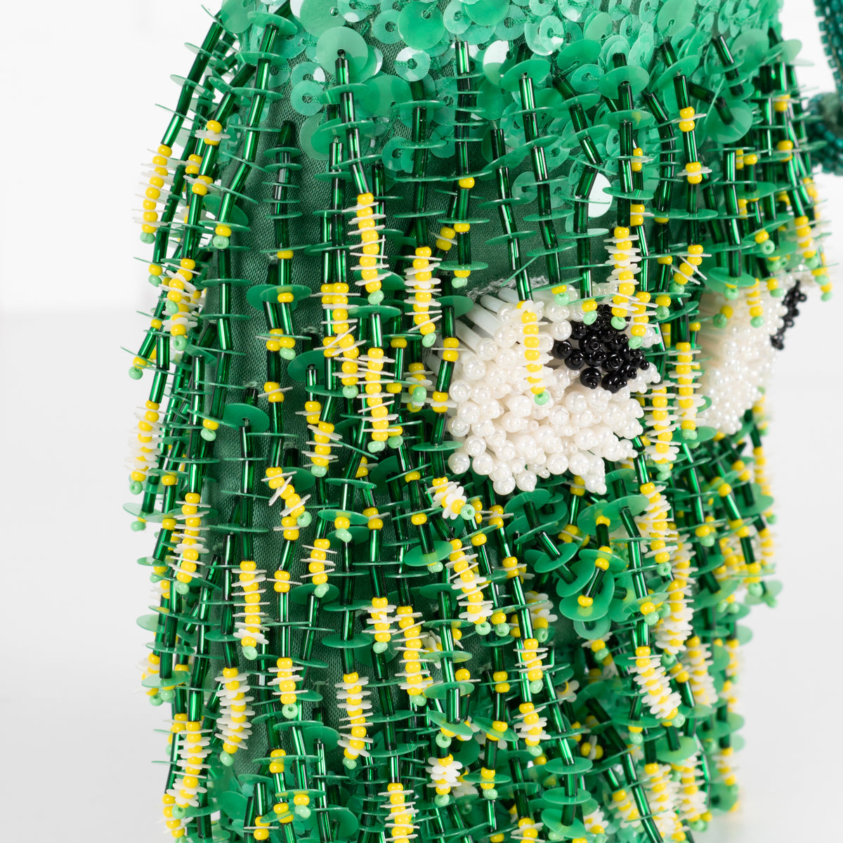 Anya Hindmarch Green Beaded Eyes Embellished Mini Bucket Bag