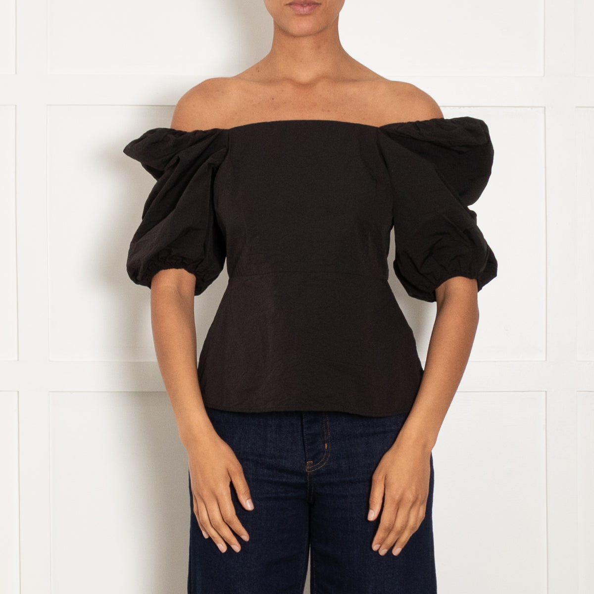 By Iris Black Off the Shoulder Puff Sleeve Top
