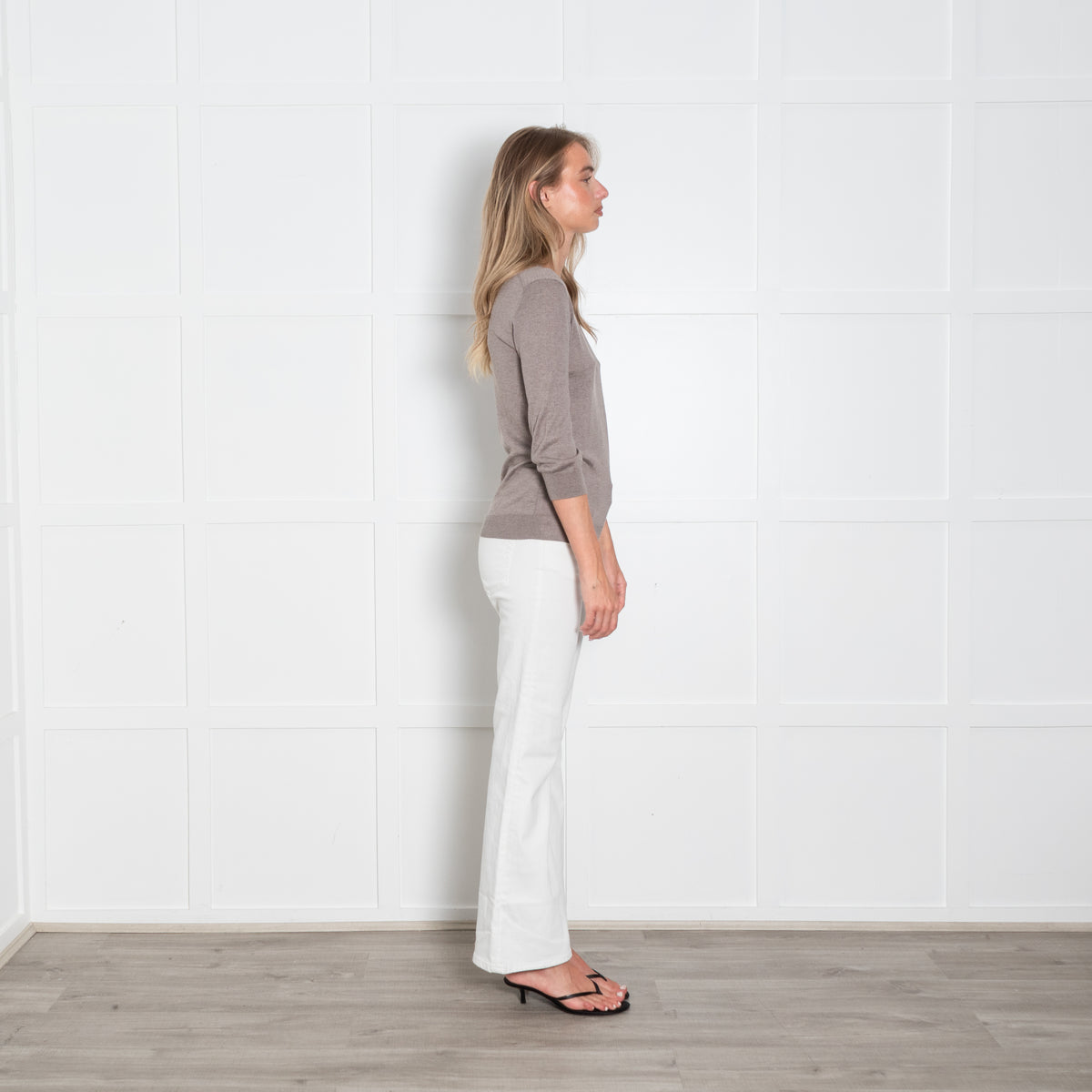 Strenesse Taupe Fine Knit 3/4 Length Jumper