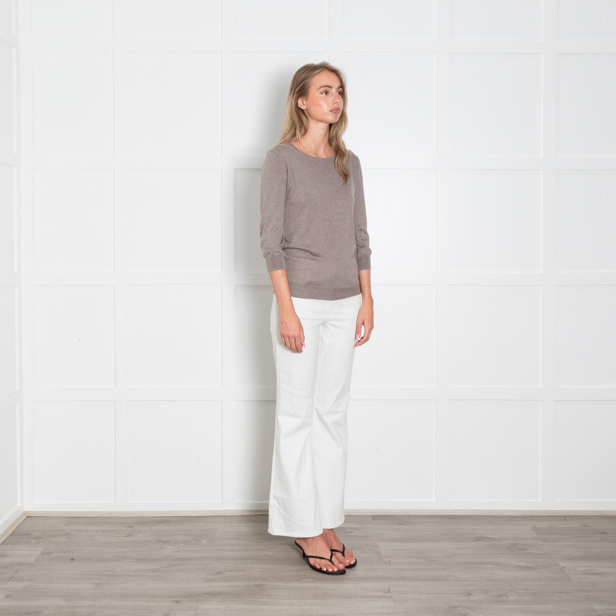 Strenesse Taupe Fine Knit 3/4 Length Jumper