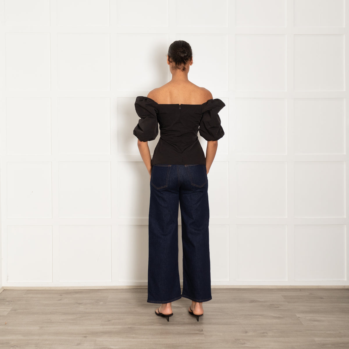 By Iris Black Off the Shoulder Puff Sleeve Top
