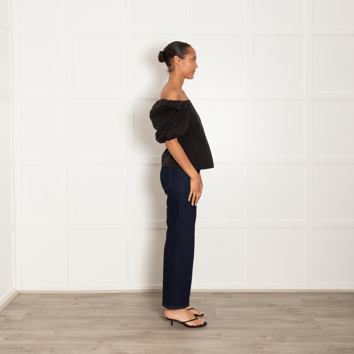 By Iris Black Off the Shoulder Puff Sleeve Top