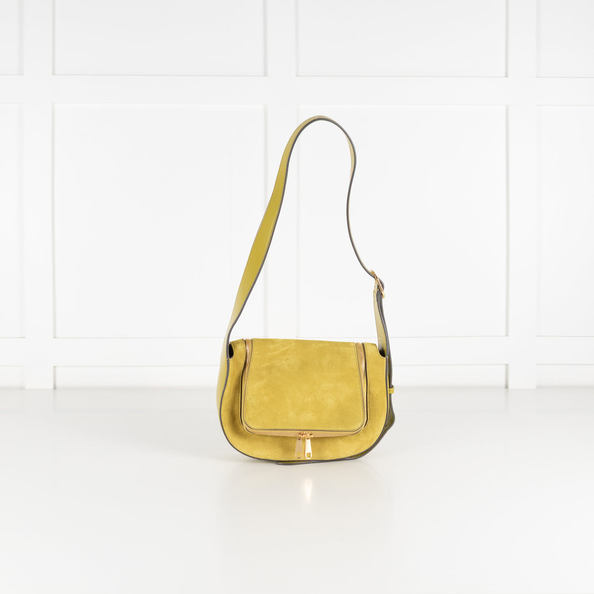 Anya Hindmarch Lime Green Suede Vere Crossbody Bag