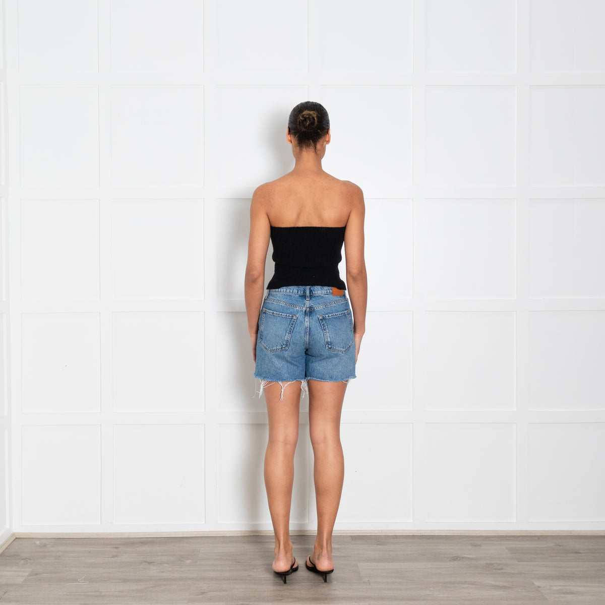 Anine Bing Button Front Dark Denim Shorts