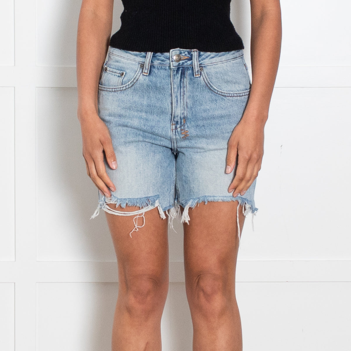 Ksubi Blue Denim Cut Off Shorts