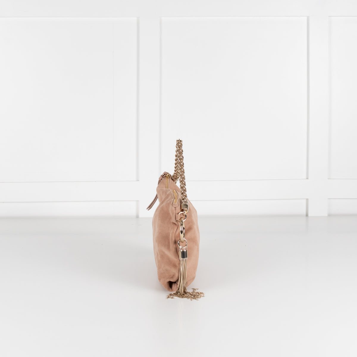 Jimmy Choo Beige Suede Shoulder Bag with Chain