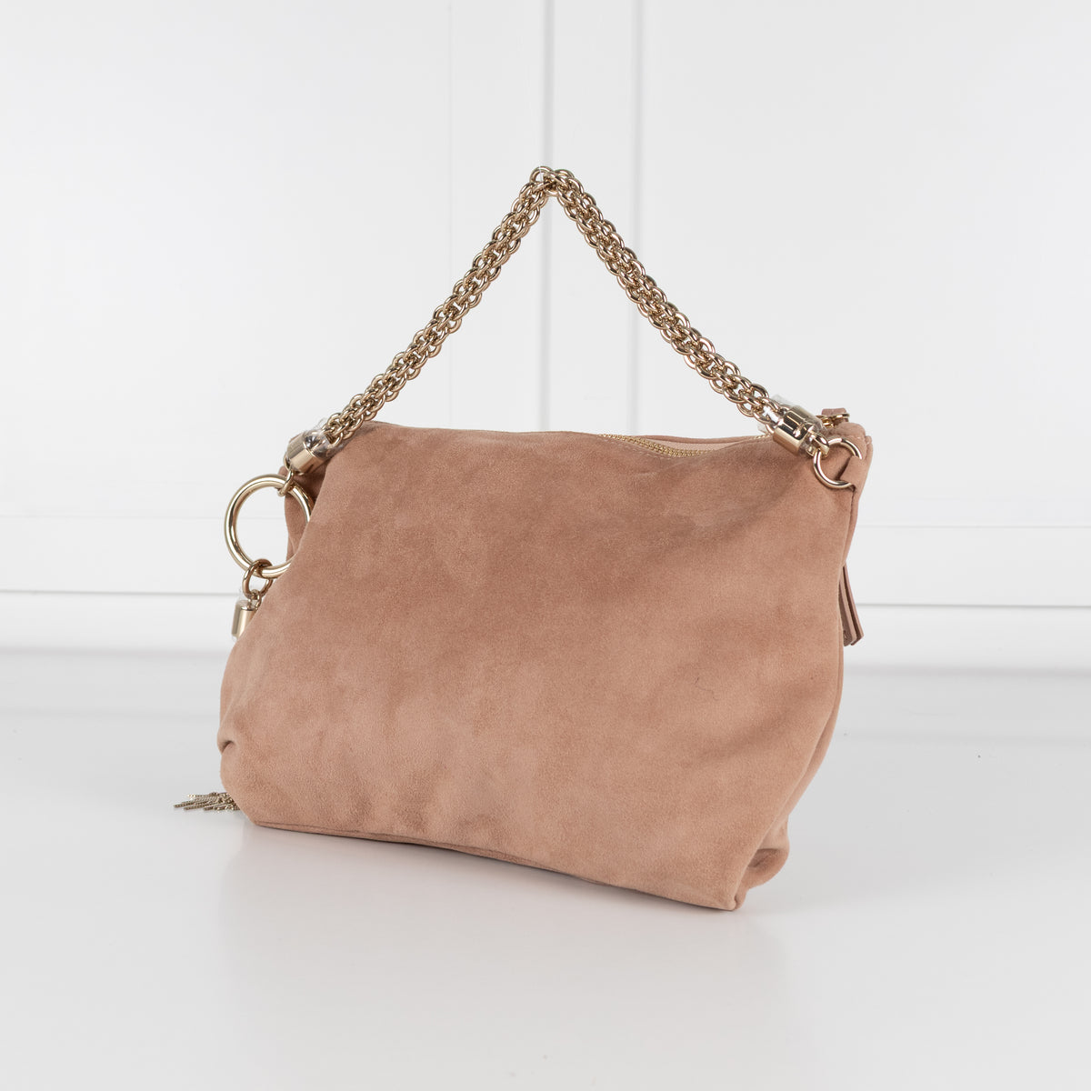 Jimmy Choo Beige Suede Shoulder Bag with Chain