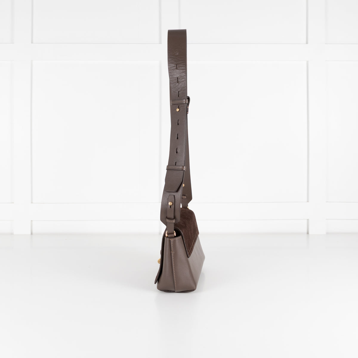 Anya Hindmarch Brown Mortimer Perforted Suede Flap Bag