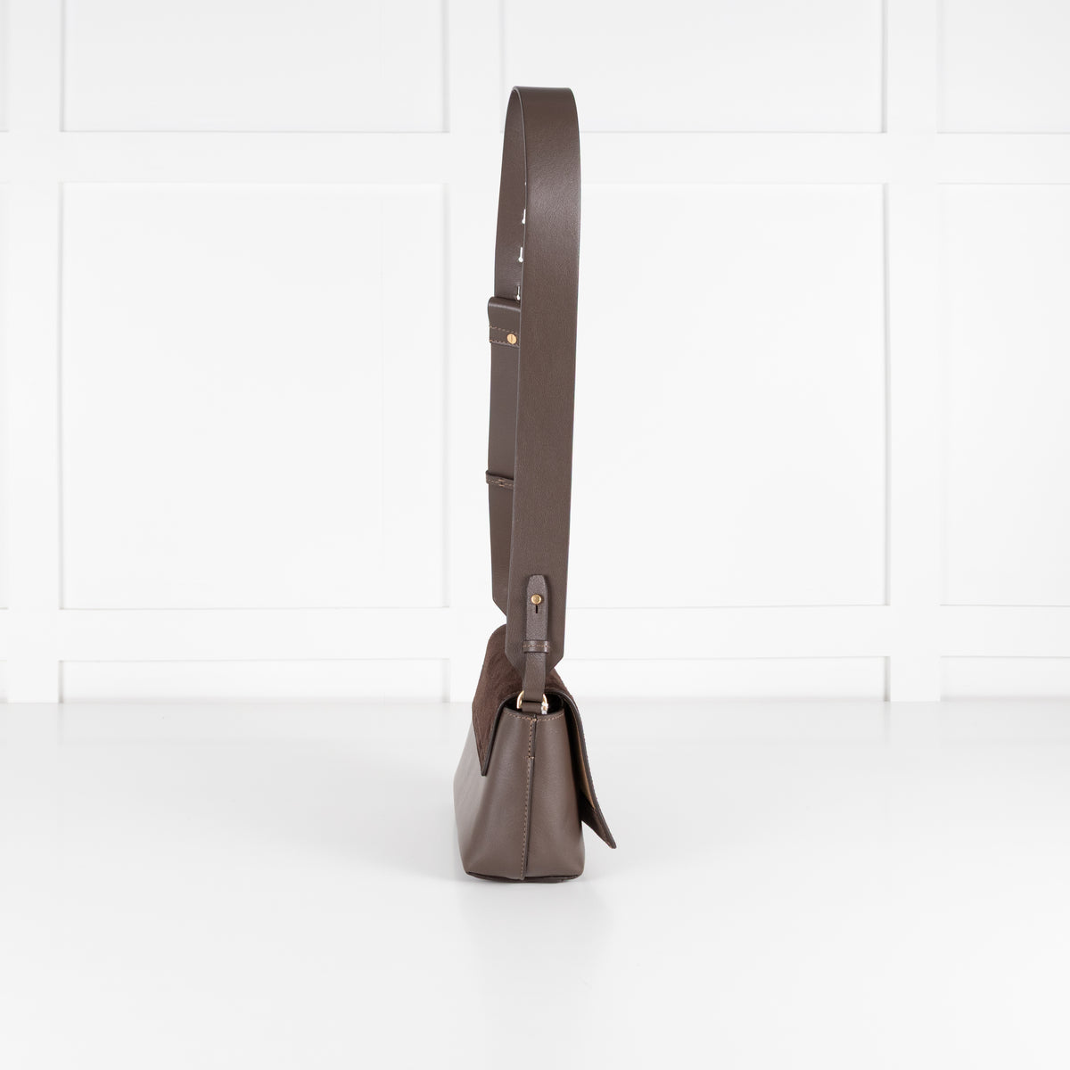 Anya Hindmarch Brown Mortimer Perforted Suede Flap Bag