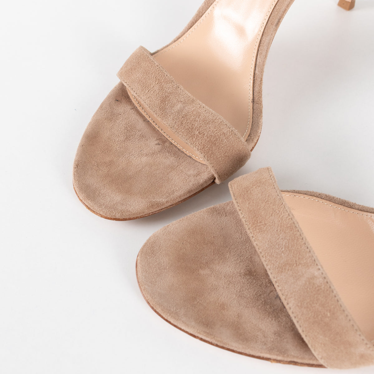 Gianvito Rossi Beige Suede Portofino Ankle Strap Sandals
