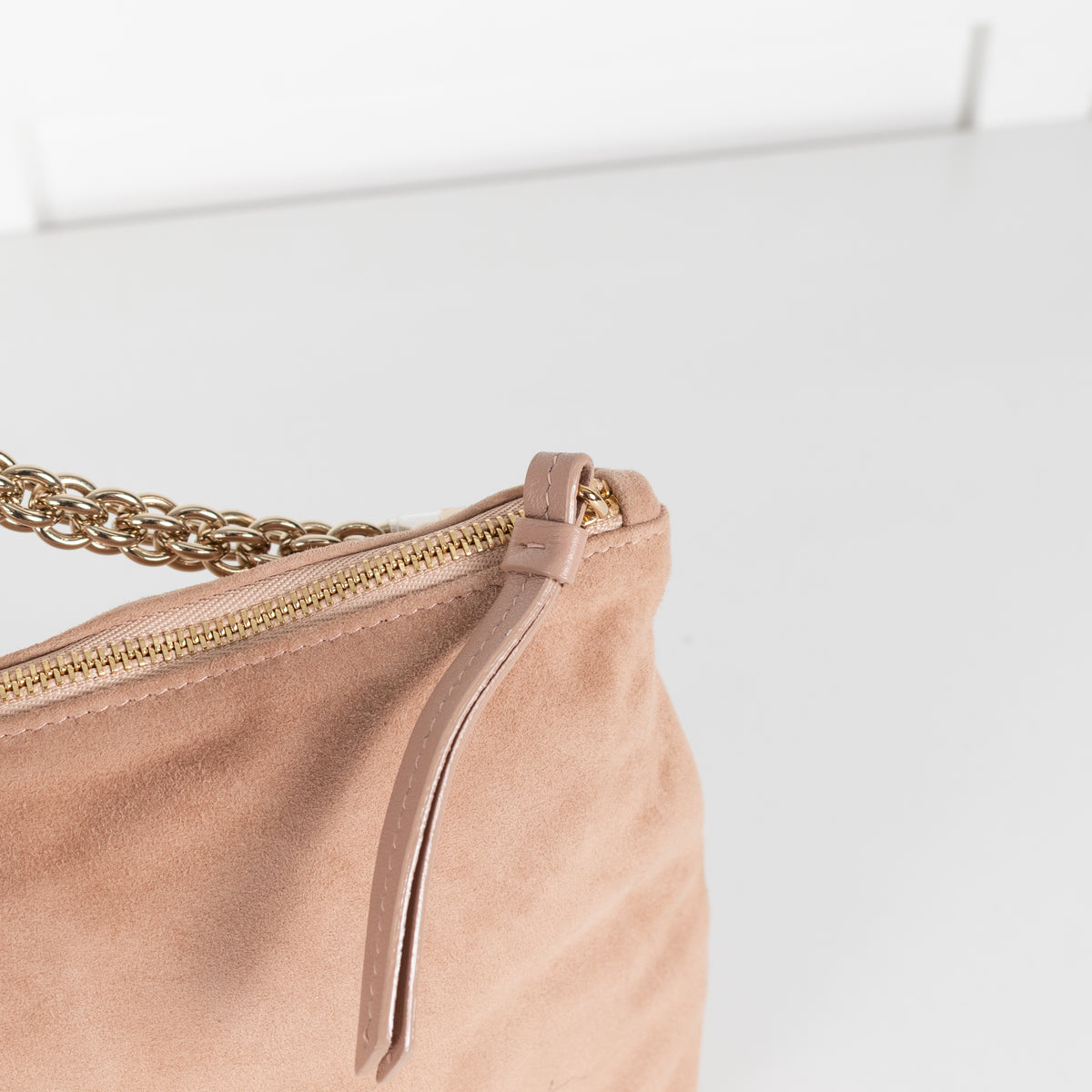 Jimmy Choo Beige Suede Shoulder Bag with Chain